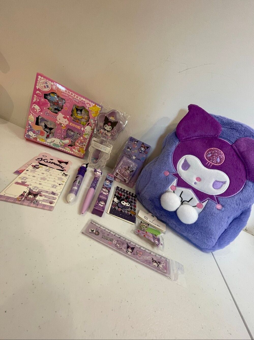 Kuromi little girls backpack and accessories 12 pieces stocking stuffers